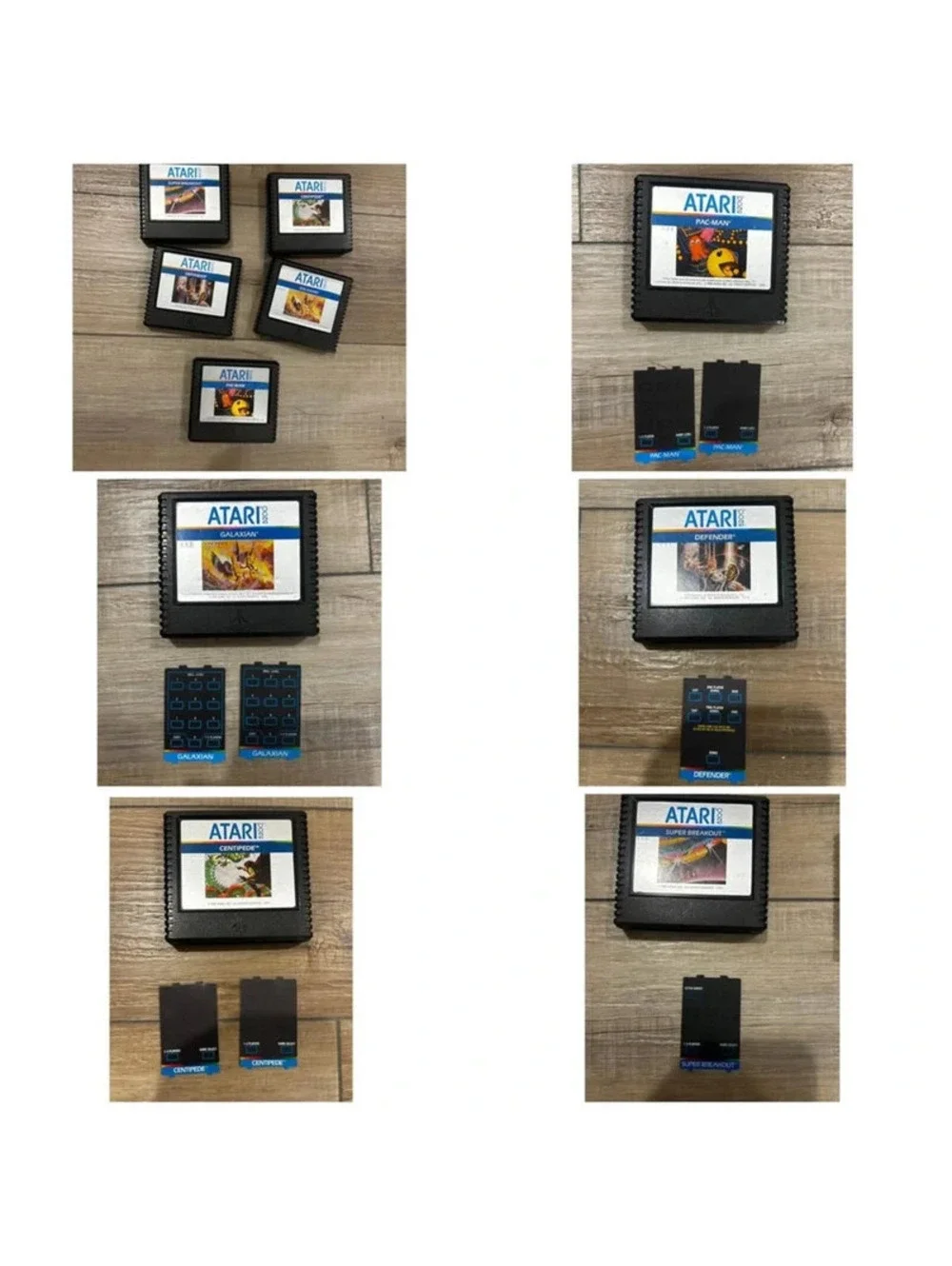 Atari 5200 Games Lot Overlays Pac-Man Galaxian Defender Centipede Super Breakout